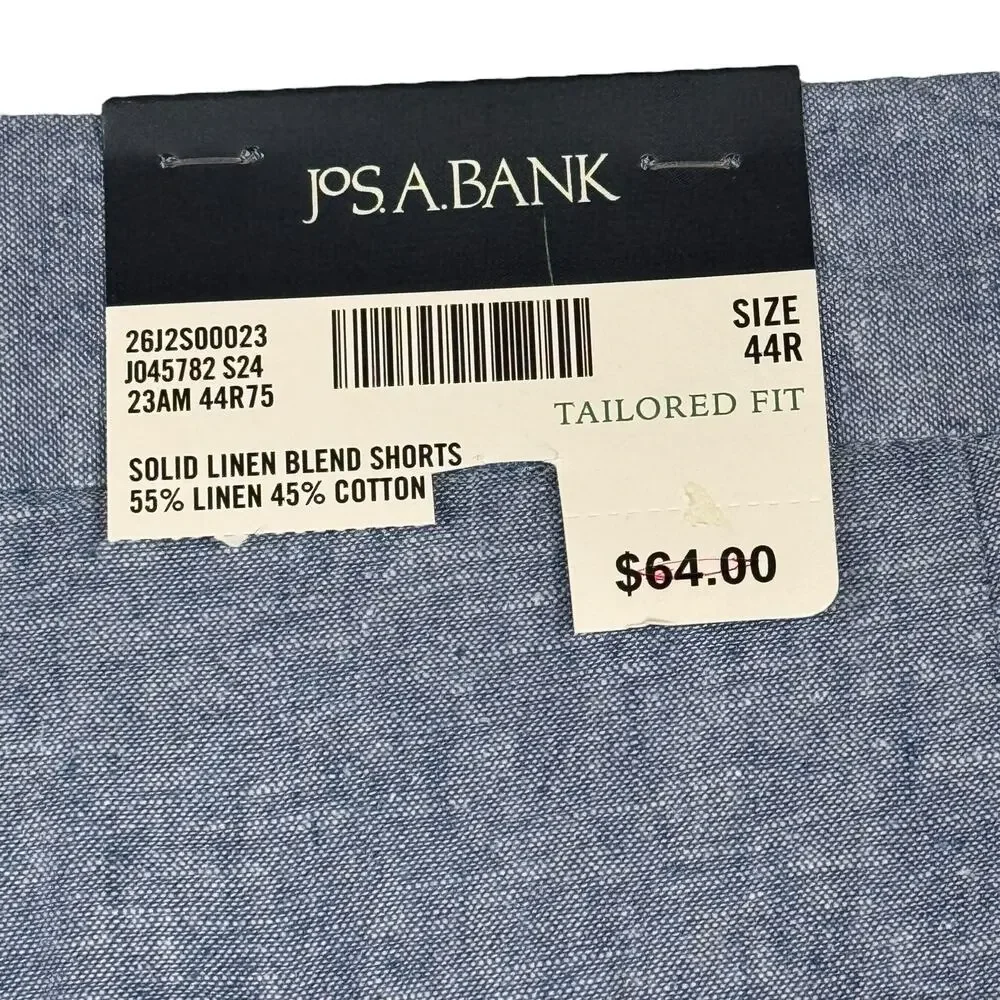 Jos. A. Bank Mens SZ 44 Linen Blend Shorts Tailored Fit Pockets Lightweight Blue
